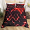 Homewish Honeycomb Bedding Set Double,Red Black Geometric Duvet Cover Neon Glitter Hexagon Geometry Comforter Cover For Kids Boys Teen Men Soft Lightweight Quilt Cover Bedroom Dorm Decor
