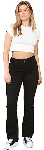 989Zé ENZO Womens Bootcut Jeans Trousers Ladies Casual Comfort Stretch Denim Pants All Waist Sizes UK EZL430 Jeans Black 14