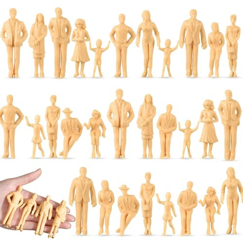 Namalu 30 Modèles de Personnages Miniatures à l'Échelle 1: 25 Figurines de Personnes Miniatures Non Peintes Assises et Debout Mini Figures Architecturales de Personnes de Diorama pour Scènes de Train