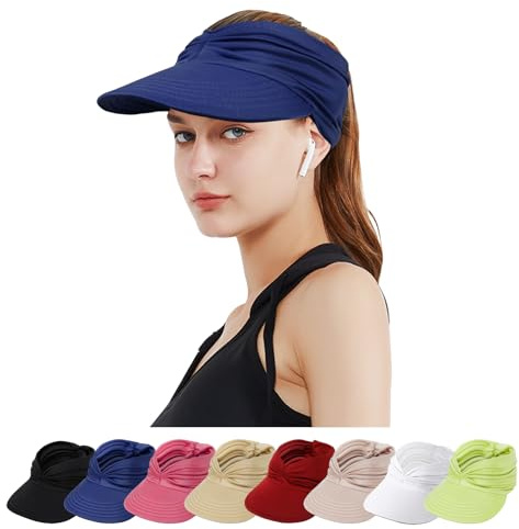 TAGVO Visera Mujer Verano,Gorro Anti-UV para Plegable Sombrero Peso Ligero Visera De Playa para el Sol de al Aire Libre Correr Tenis Golf Deportes de Playa Mujeres Senderismo