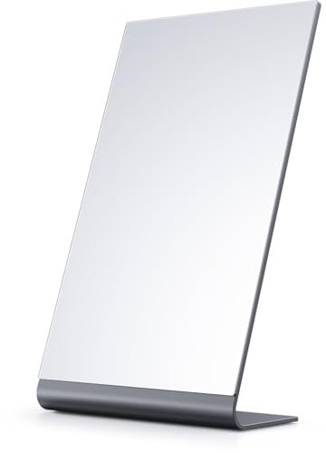 NEZZOE Miroir de Maquillage rectangulaire pour Bureau, Miroir de Table sur Pied en Aluminium de 30,5 cm, Miroir de comptoir de Salle de Bain, Noir Spatial