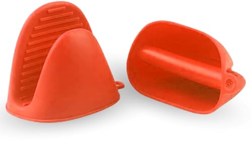 CHEFZOCO Manoplas Guantes Silicona para Horno, Guantes térmicos de Silicona, Mini Manoplas Horno, Manoplas para Airfryer y para Barbacoa, Utensilios de Cocina, Slicona, 2 Unidades, Rojo