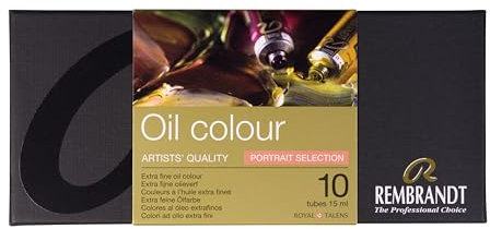 Rembrandt Professionelles Ölfarben Set | Portrait Auswahl mit 10 Farben (15 ml Tuben) | Künstlerqualität Ölfarben