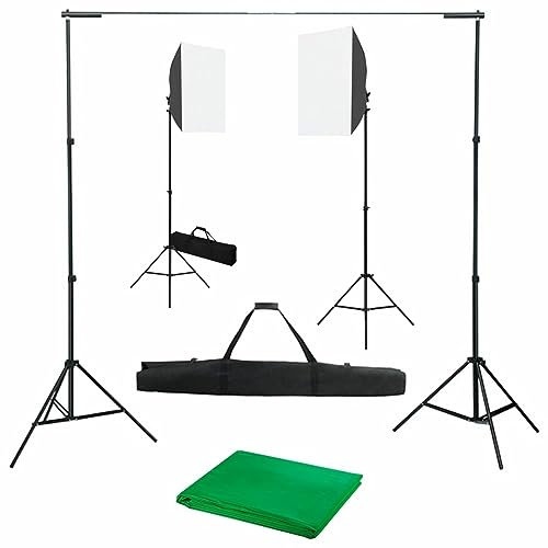 CIADAZ Fotostudio-Set mit Softbox-Leuchten und Hintergrund, Fotostudio Set, Foto Studio,Fotohintergrund, Fotohintergrund Set, Photo Studio Set, Foto Hintergrundsystem,