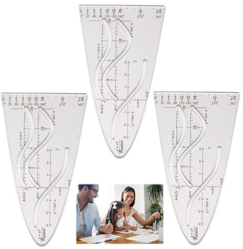 3 Stück Parabelschablone Mathe, Kurvenschablone, Parabel Lineal, Parabelschablone, Normalparabel Schablone, Für Sinus Kosinus Tangens Ein Wichtiges Hilfsmittel Für Studium Und Beruf