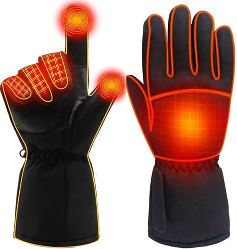 Z-YQL Heated Gloves for Men and Women, Battery Electric Heating Gloves, Waterproof Touchscreen Winter Hunting Gloves, Hand Warmer for Skiing, Motorcycle, Hiking
