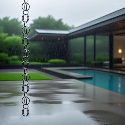 eryssgbf Catene da Pioggia Giapponesi ad Anello, Collettori per Acqua Piovana da Esterno con Sistema di Drenaggio per CortileNero(4m)