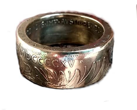 Coinring, Münzring, Ring aus 100 Corona Münze Österreich 1915 (FÄLSCHUNG mit Geschichte) - Double Sided coin ring - verschiedene Größen, handgeschmiedetes Unikat
