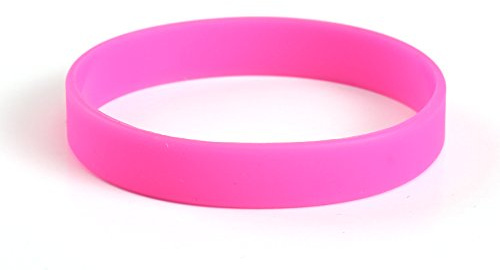 Plain Neon Pink Coloured Silicone Sports Arm Exercise Wristband Bracelets Rubber Wrist Bands Party Accessories For Men Women Boys Girls (Pack of 100)