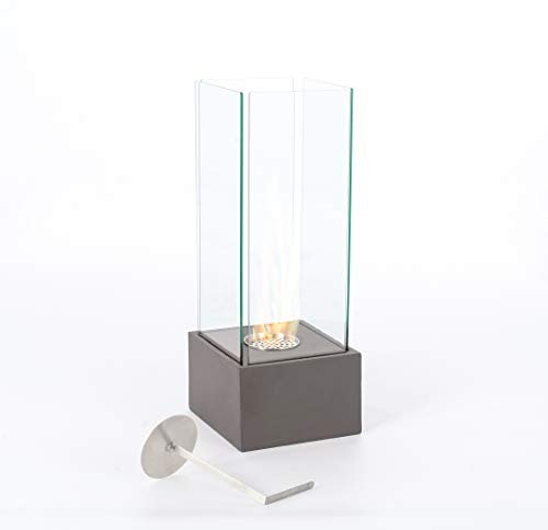 STONES HOME FURNITURE Levels Bioethanol-Kamin für den Boden, Grau, 25 x 25 x 65 cm
