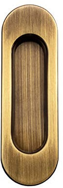 JUVA Moderner Muschelgriff Schiebetür Einlassgriff OVAL Schiebetürgriff Messing Bronze brüniert - TRION-R 3663 | 125 x 40 mm | 1 Stück - Design Schubladengriff Antik im Landhaus-Stil mit Schrauben