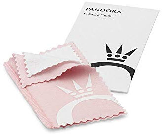 Pandora Gamuza para pulir plata de microfibra en color blanco y rosa, tamaño: aprox. 12 cm x 6,5 cm, A001, 12x6,5, Microfibra, No es una piedra preciosa