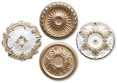 MARBET DESIGN Stuckaturrosett av EPS frigolit – takrosett guld, dekorativt element, stuck (R-02 guld, Ø 40 cm) dekorativ vägg, takstuck, väggstuck, rund