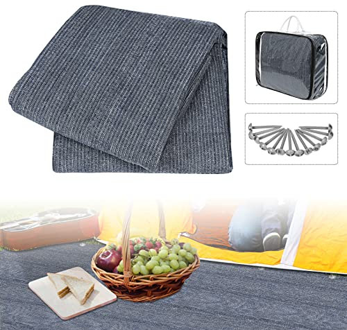 LZQ Vorzeltteppich 400x500cm Zeltteppich Zeltunterlage aus HDPE, Vorzeltteppiche Idealer Camping Teppich Outdoor Atmungsaktiv und rutschfest Hochwertiger inkl Tragetasche Zubehör