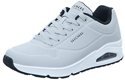 Skechers Herren UNO Stand ON AIR Sneaker, Light Gray Durabuck/Black Trim, 41.5 EU
