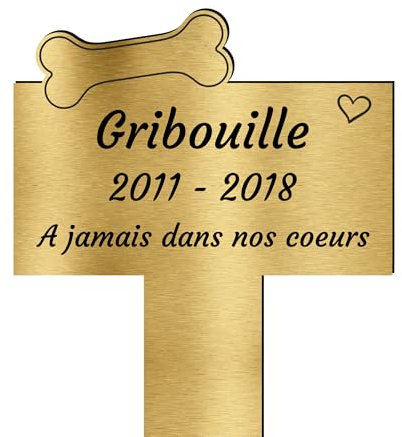 Piquet Funéraire Chien Personnalisé - Objet Souvenir commémoratif pour Animaux - Plaque Funéraire Chien - Texte Personnalisable (Os)