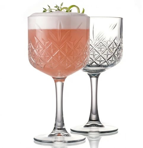 Extra Large Vintage Coupe Glass Set of 2, Crystal Design Cocktail Glasses, Long Stem Martini Margarita Champagne Wine Goblet, Elegant Barware for Home & Parties (16.9oz/500ml) (Queen Set of 2)