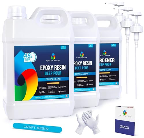 CRAFT RESIN 6L Tief Gießen Epoxidharz Set mit Härter – Kristallklares Blasenfreies Gießharz – UV-Beständig, Lebensmittelecht Harz