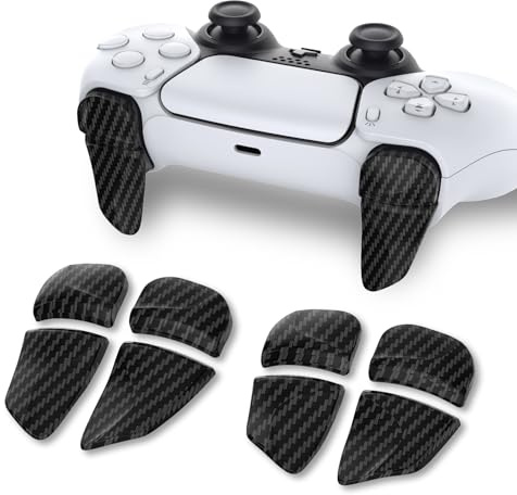 PlayVital Blade 2 Pairs Shoulder Buttons Extension Triggers for ps5 Controller, Game Improvement Adjusters for PS Portal Remote Player, Bumper Trigger Extenders for ps5 Edge - Graphite Carbon Fiber