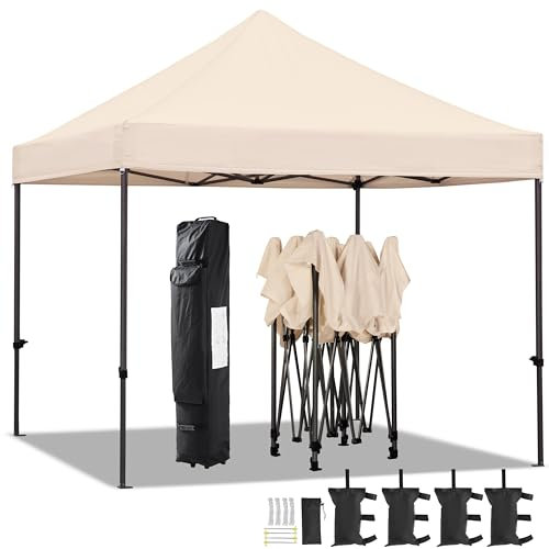 Yaheetech Tonnelle 3x3m Pliante Imperméable Anti-UV Tente Pavillon Pop-up Portable Gazebo Beige