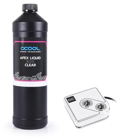 Alphacool Core 1 Aurora CPU Water Block and Apex Liquid ECO Clear Coolant (1000mL) Bundle, White