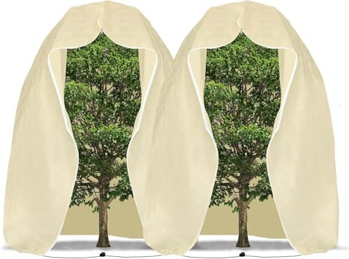 2 Pièces Housse Hivernage Palmier - 200x240cm Voile Hivernage Grande Taille - Housse Hivernale pour Plante Extérieure, Cordon de Serrage et Zipper, Résistant à la Déchirure