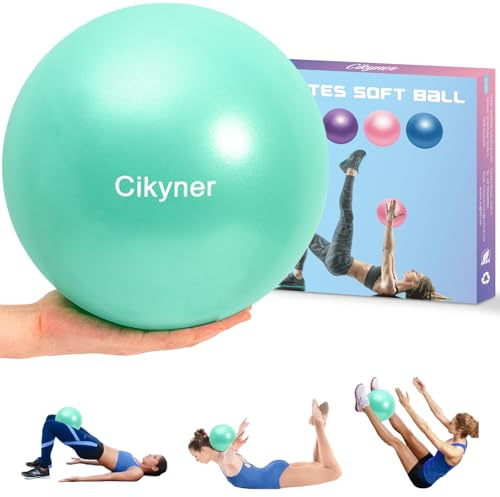 Cikyner Pelota Pilates Blanda, Pelota de Ejercicio pequeña 23-25cm Mini Pelota de Gimnasia con Pajita Inflable Adecuado para Pilates, Yoga, Entrenamiento de Cuerpo Completo y Mejora del Equilibrio