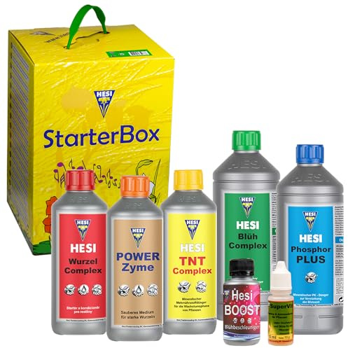 Hesi StarterBox Terra – Hesi Starter Set Terra con Hesi Radice Complex 500 ml, Hesi SuperVit, 10 ml, Hesi PowerZyme 500 ml, Hesi TNT Complex 500 ml, Hesi Blüh Complex 1 l, 100 ml