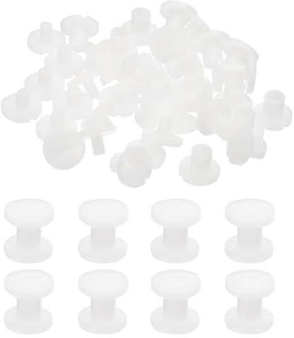 PATIKIL 6mm Chicago Screws, 20 Sets Plastic Chicago Screws Slotted Head Binding Post 5.5mm OD Screw Bolts Leather Rivets Fasteners Connectors White for Leather Belt Scrapbook Photo Albums