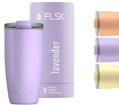 FLSK Kaffeebecher – Premium coffee to go-Becher aus Edelstahl – 100 % auslaufsicher, BPA-frei & doppelwandig – hält 3 h heiß (lavender, 500 ml)