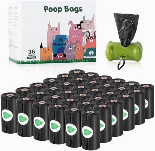 OIRLVCE Dog Waste Bag, 540 Dog Poop Bags with Dispenser, Extra Thick, Strong, 100% Leak Proof, Black