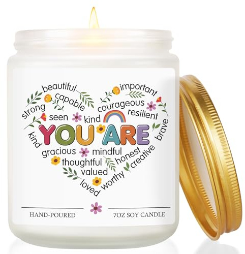 Inspirational Gifts for Women, Lavender Candles Gifts for Women, Soy Wax | Friendship Thank You Self Care Positive Birthday Gifts for Best Friend Mom Girlfriend Sister Bestie Colleagues