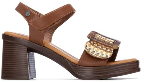 REFRESH - Sandalia Mujer Camel - Calzado Cómodo y Versátil - Moda casual - Modelo 17502702 (Talla 39)