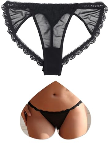 ohyeahlady Mini Perizoma Aperto Donna Sexyhot Perizoma Donna Seducente Hot Filo Taglie Forti Slip con Buco Pizzo Brasiliana Intimo Sexy Curvy Brasiliana Lingerie Biancheria Intima S,Nero