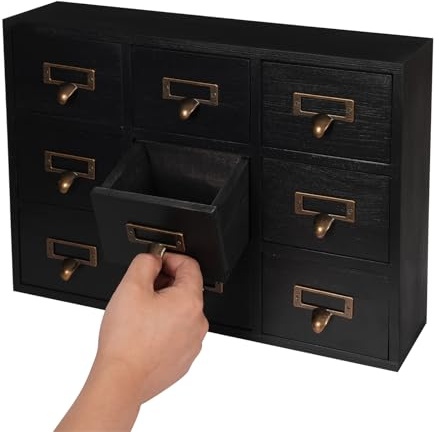 Fyssnn Armario farmacéutico de madera con 9 compartimentos, armario de medicamentos de madera para salón, cómoda, cocina, oficina