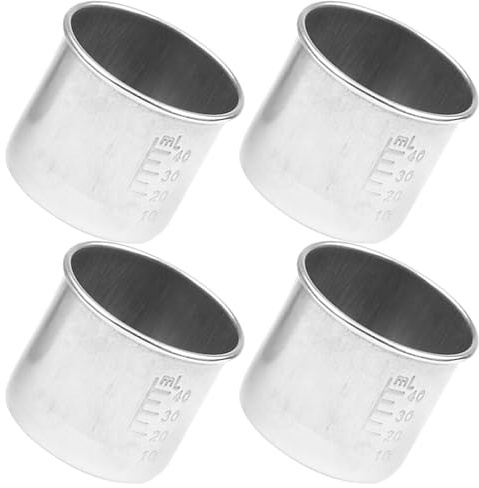 BESTonZON 4 Piezas Vaso Resistente al Calor Acero Inoxidable para Medicamentos Medidor Capacidad de 40ml y Marcas Fáciles de Leer, Adecuado para Uso en Laboratorio