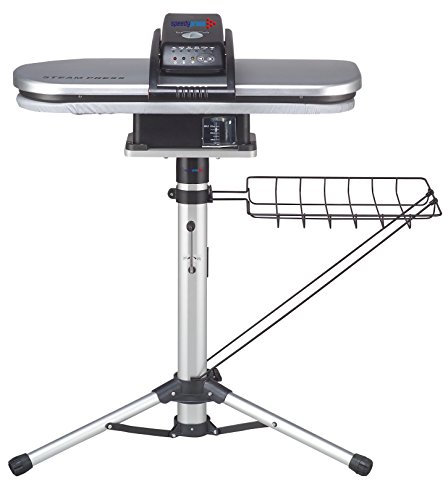 Silbern Dampfbügelpresse mit Teleskop Höhenverstellbaren Ständer von Speedypress - 64 y 27cm; 1.400watt (+ KOSTENLOSE Zusätzliche Abdeckung & Schaumstoff-Filzunterlage UVP 45,00 € + Weiteres Zubehör)