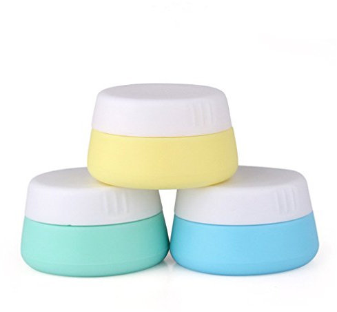 Songlela Portable Silicone Cosmétique Vide Pot, Bocal de Voyage Crème Baume Maquillage Récipient de Shampooing Cas, Boîte en Silicone sans BPA, Approuvé par la TSA, sans BPA - 3 Pièces 10 ML