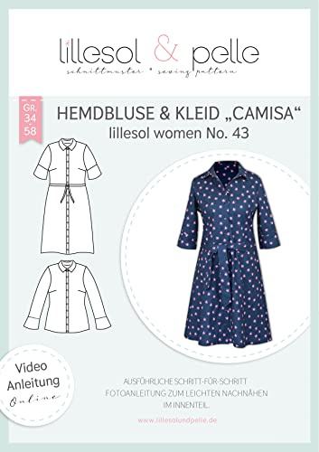 lillesol & pelle snittmönster lillesol Women No.43 skjortblus & klänning Camisa. i storlek 34–50 för sömnad med foto-instruktion och video