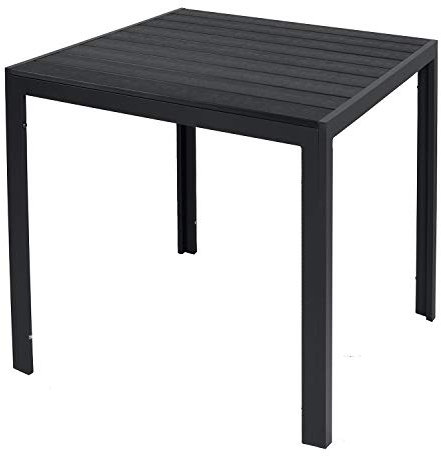 Mojawo Aluminium Gartentisch anthrazit/schwarz Esstisch Gartenmöbel Tisch Holzimitat wetterfest 80x80x74cm