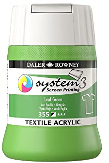 Daler-Rowney System3 Textile Acrylic Screen Printing Ink, Plastic Pot, 8.45oz - 250 ml, Leaf Green