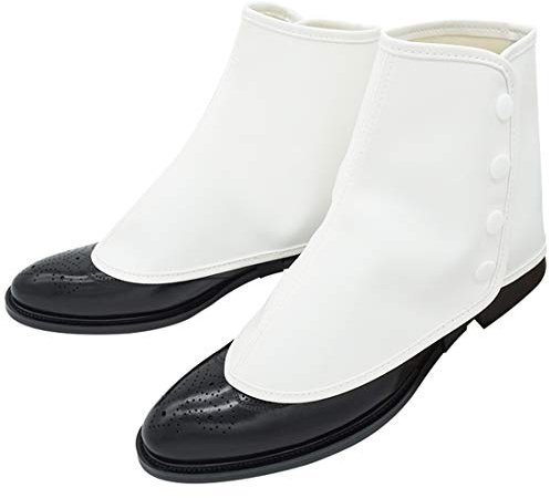 ZAWAGIIK Gangster Spats for Men Roaring 20s White 1920s Accessories Gangster Spats Shoes Covers, White, Adults