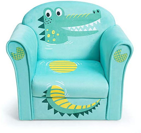 DORTALA Kids Sofa, Crocodile Pattern Kids Armchair w/Wooden Frame & Non-Slip Feet Nails, Sturdy Lightweight Toddler Furniture for Boys & Girls, Armrest Couch for Baby Room, Living Room, Preschool