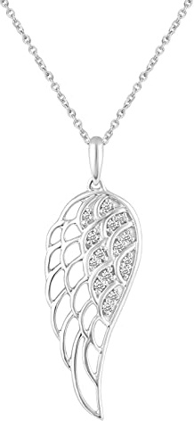 Engelsflügel Charm Anhänger, Damen Engel Flügel Kette, Zirkonia Schutzengel Silber, Schmuck für Mutter und Tochter
