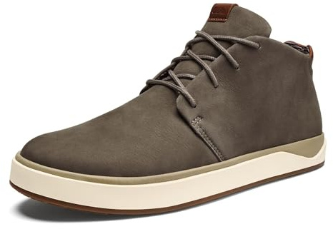 OLUKAI Papaku 'Ili Men's Boots, Durable Waterproof Leather, Cozy Quilted Lining, All-Day Underfoot Cushion, Comfort & Wet Grip Rubber Soles, Mustang/Mustang, 10