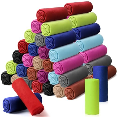 Kinlop 40 Packs Fleece Blanket Bulk 60 x 50 Inch Soft Lightweight Fleece Cozy Blanket Warm Throw Plush Pet Throw for Bed Couch Sofa Home Office Wedding Gifts Travel Camping(Chic Color,60 Packs)
