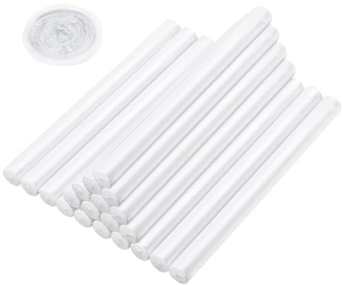 Coolty 20 Stück Wachs Siegel Stöcke 11mm Klebepistole Versiegeln Wachs Sticks für Wachs Siegel Stempel Versiegeln Einladungen Karten Umschläge Geschenkverpackungen (Weiß)