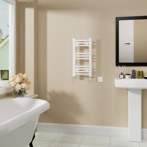 Warmehaus 200W Electric Heated Towel Rail Radiator White - 600x300mm