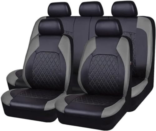 Auto Leder Sitzbezüge für Renault TWINGO I Hatchback (C06) 1993-2007, 9 Stück Allwetter Wasserdicht rutschfest Atmungsaktiv Schonbezug Set Sitzkissenschutz,D-Grey
