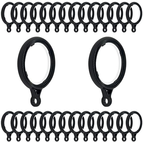 30 anneaux de rideaux en plastique (noir)